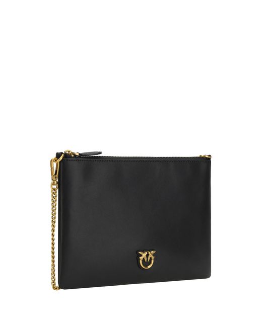Pinko Black Leather Shoulder Bag Calf Bos Taurus