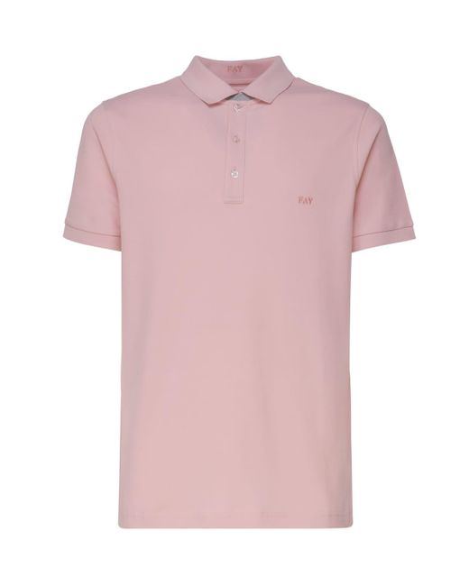Fay Pink Stretch Polo Shirt for men