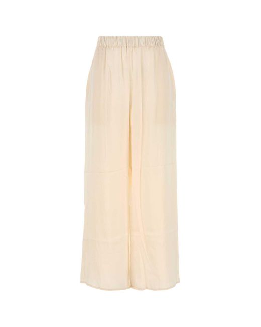 LeKasha White Ivory Silk Wide-Leg Pant