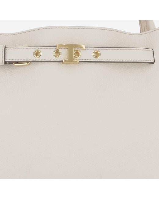 Tod's White Top Handle Leather Bag Calfskin Shoulder