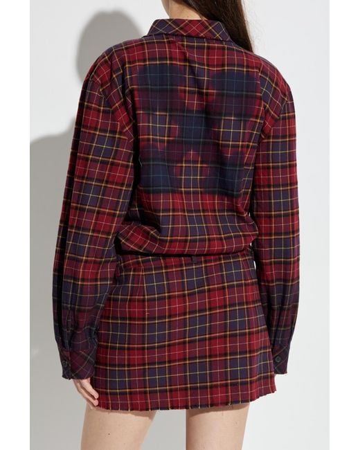 Off-White c/o Virgil Abloh Red Plaid Corduroy Dress