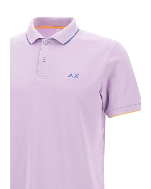 Sun 68 Purple Small Stripe Cotton Polo Shirt for men