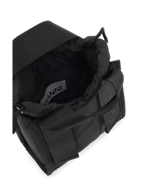 Ganni Black Leopard Tech Mini Tote Bag