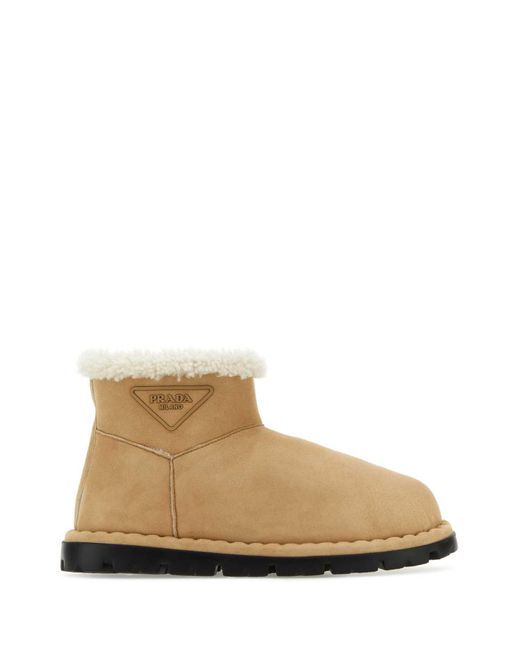Prada Natural Suede Ankle Boots