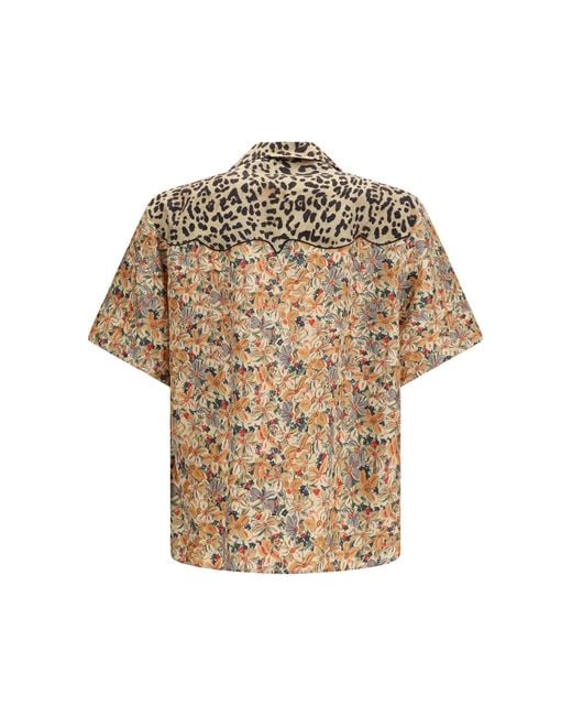 Valentino Multicolor Short-Sleeve Floral And Leopard Print Shirt Silk for men
