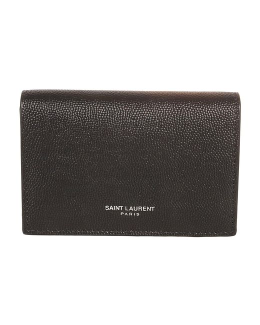 Saint Laurent Black Logo Buttoned Wallet for men