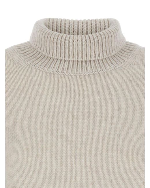 Lisa Yang White Heidi Turtleneck Knit Sweater