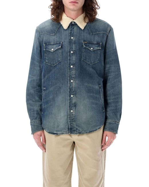 Polo Ralph Lauren Blue Denim Jacket Sherpa for men