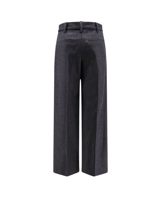 Brunello Cucinelli Blue Virgin Wool Trousers With Belt