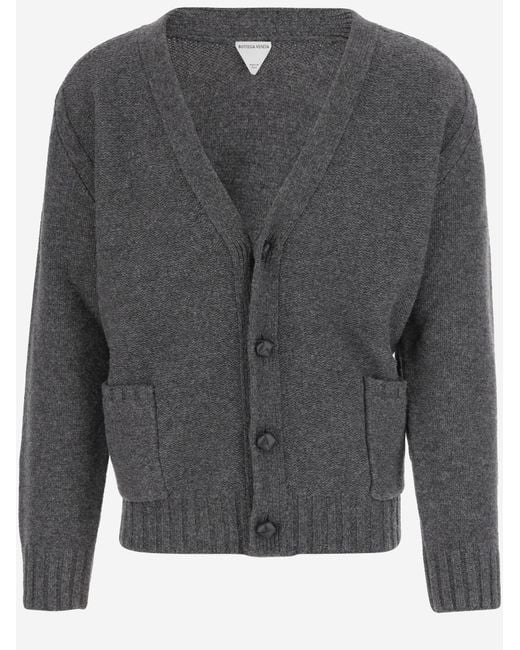 Bottega Veneta Gray Wool V-Neck Cardigan for men