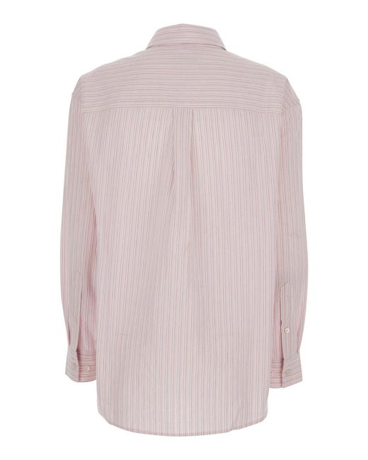 DUNST Pink Classic Striped Bd Overshirt