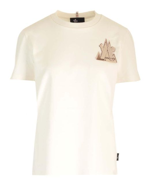 Moncler Natural Ivory Cotton T-Shirt