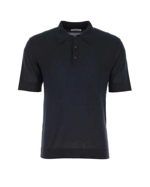 PT Torino Black Navy Blue Cotton Blend Polo Shirt for men