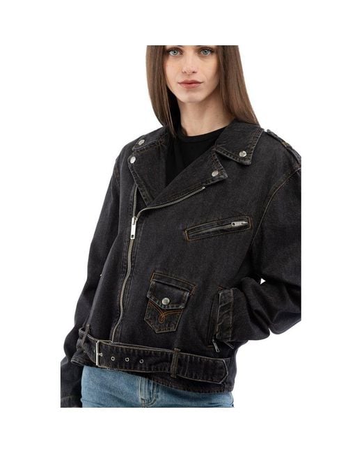Moschino Black Multicolor Cotton Denim Jacket