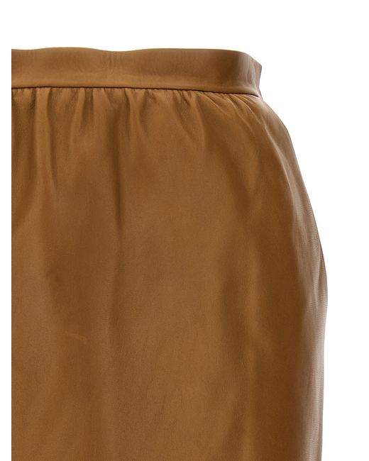 Saint Laurent Brown Leather Skirt Skirts