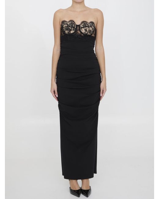 Dolce & Gabbana Black Long Dress With Corset