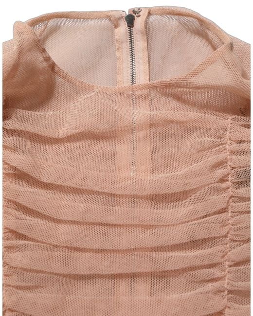 Dolce & Gabbana Natural Beige Cotton Mesh Ruched Sheath Midi Dress