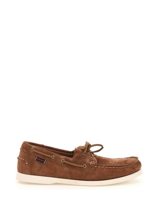 Sebago Brown Lace-Up Round Toe Boat Shoes for men