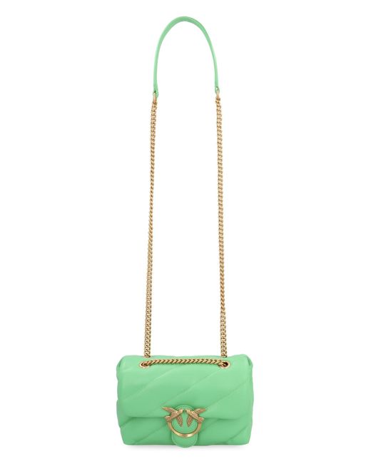 Pinko Green Love Mini Puff Leather Crossbody Bag