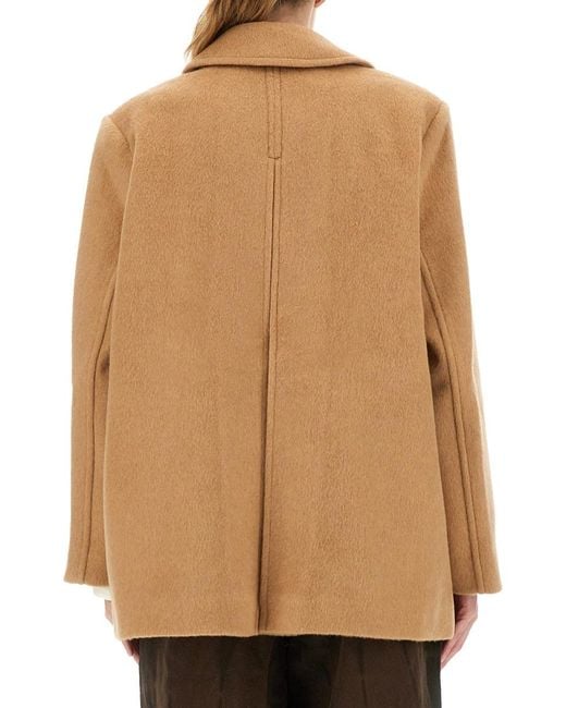 Ganni Natural Double-Breasted Wool Blazer Recycled Jacket
