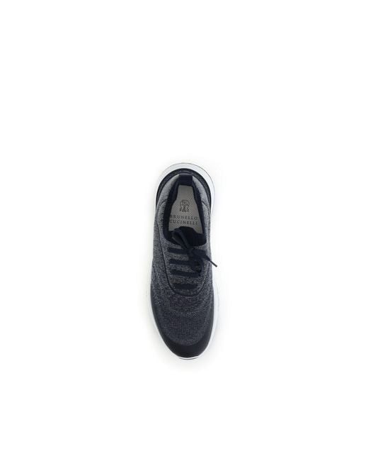 Brunello Cucinelli Blue Cotton Athletic Sneakers for men