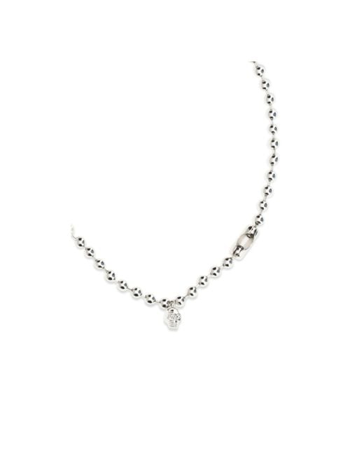 McQueen White Pearl Skull Necklace Brass Necklaces for men