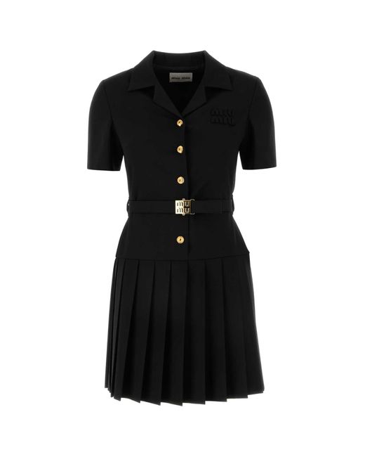 Miu Miu Black Stretch Wool Dress