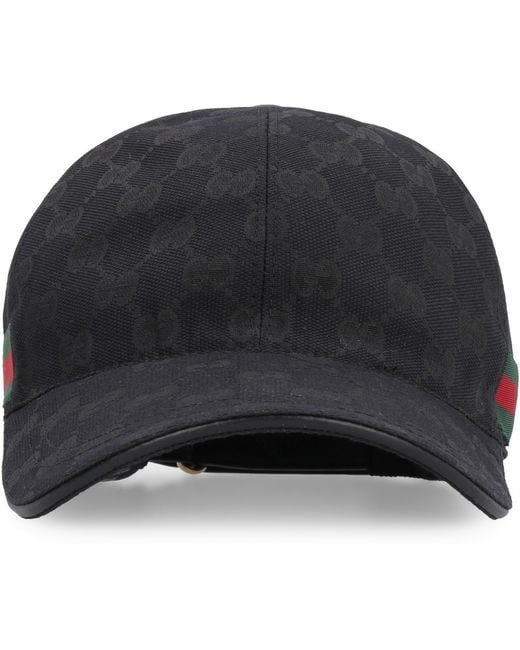 Gucci Black Logo All Over Baseball Cap Polyester Hat for men