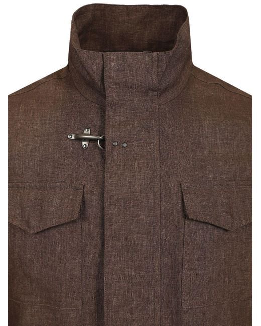 Fay Brown Linen Canvas Field Jacket for men