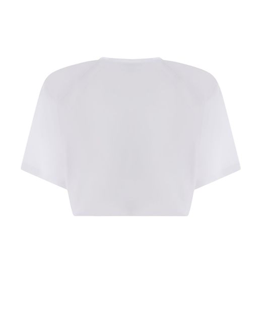 Fiorucci White Crop T-Shirt Mouth Made Of Cotton