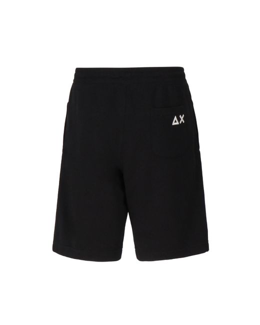 Sun 68 Black Cotton Blended Shorts for men