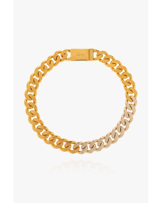 Saint Laurent Metallic Brass Necklace,