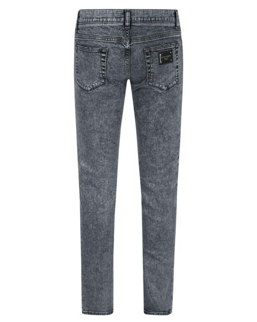 Dolce & Gabbana Stonewashed Slim Fit Jeans in Blue for Men | Lyst