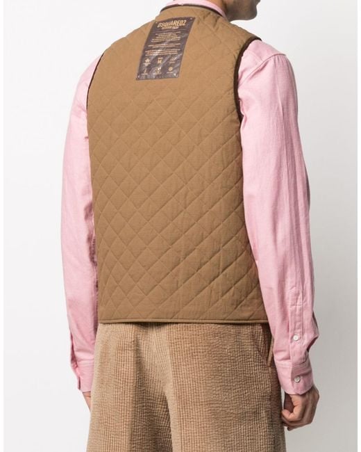 DSquared² Natural Reversible Quilted Vest Jacket Clothing Coats for men