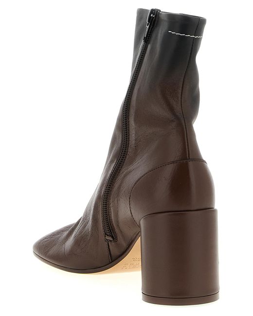 MM6 by Maison Margiela Brown Anatomic Ankle Boots Lambskin Boots