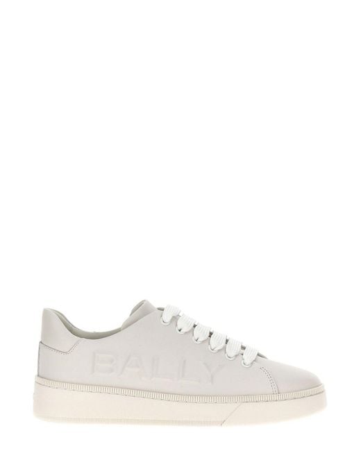 Bally White Round Toe Lace-Up Sneakers for men