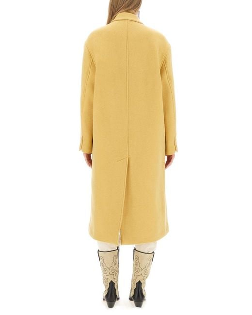 Isabel Marant Yellow Theodore Coat Virgin Wool Trench & Raincoats