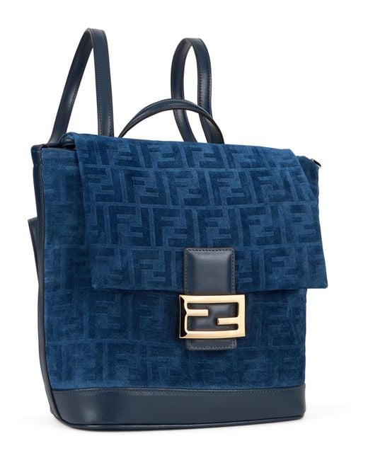 Fendi Blue Backpack Velvet Cotton Backpacks