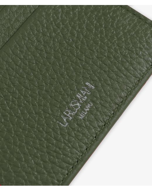 Larusmiani Green Horizontal Card Holder St.Moritz Wallet