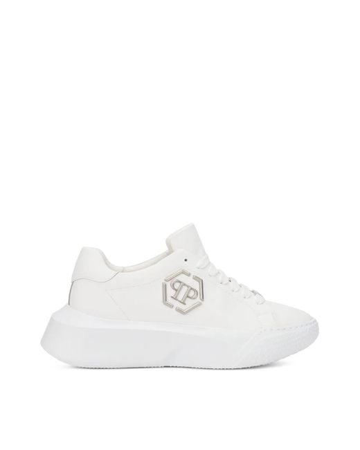 Philipp Plein White Godzilla Hexagon Logo Chunky Sneakers Shoes for men