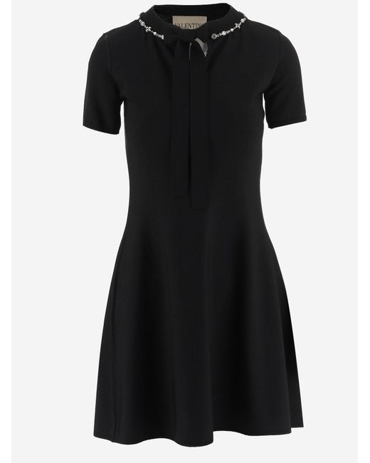 Valentino Black Dress With Bow, Viscose Blend