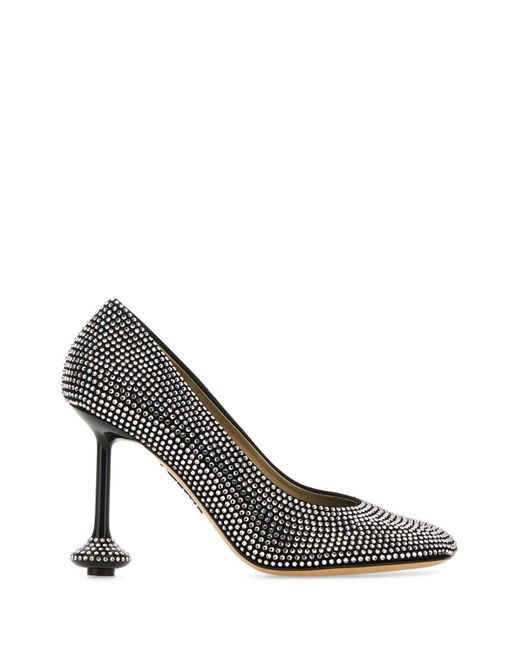 Loewe White Embellished Leather Toy Pumps
