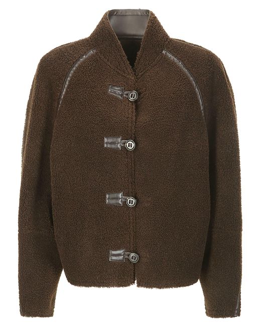 Low Classic Brown Short Shearling Reversible Coat