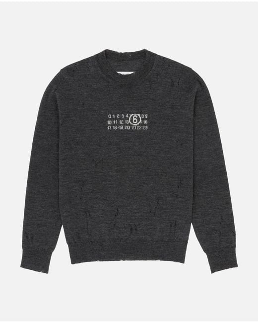 MM6 by Maison Martin Margiela Men's Gray Crewneck Sweater With