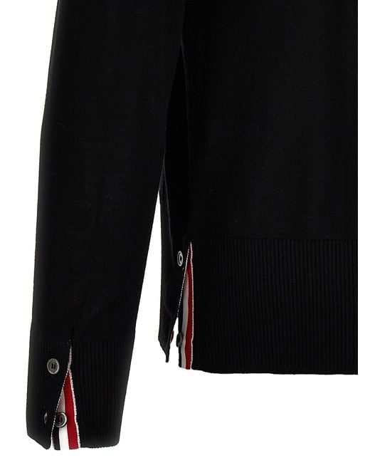 Thom Browne Black Merino Wool Cardigan for men