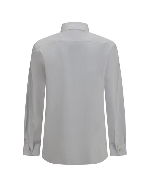Giorgio Armani Gray Shirt Soft Cotton With French Collar for men