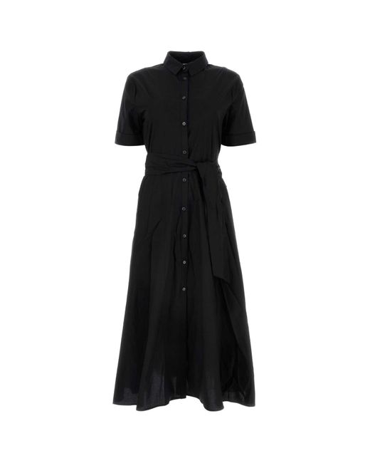 Woolrich Black Belted Poplin Shirt Dress