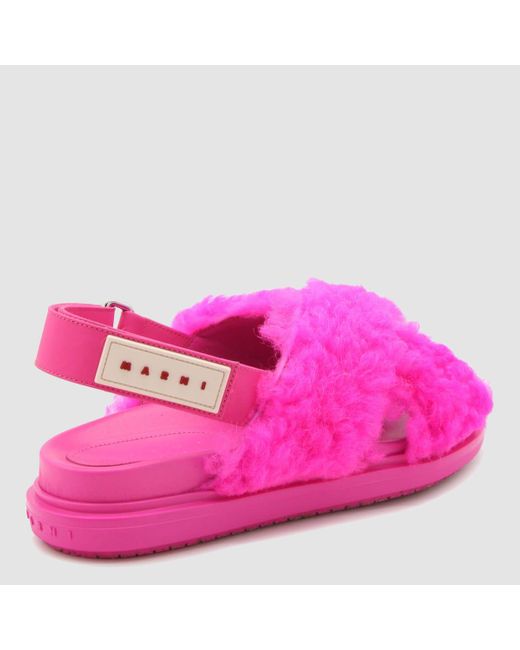 Marni Pink Starlight Logo Patch Sandals