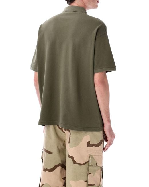 Stussy Green Classic Pique Polo Shirt for men