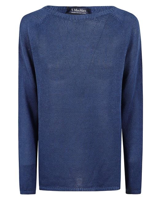 Max Mara Blue Maglia-Canottiera-Top Giolino Lino